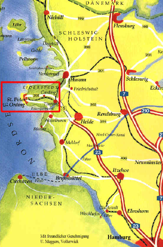 Karte Westküste Schleswig-Holstein